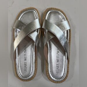 Stuart Weitzman Metallic Silver Sandals